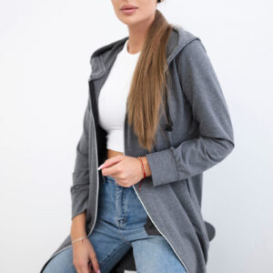 Bluza sukienkowa z kapturem grafit melanż