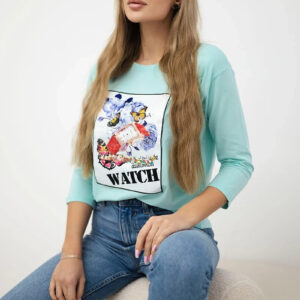 Bluzka z grafiką 3D Watch miętowa