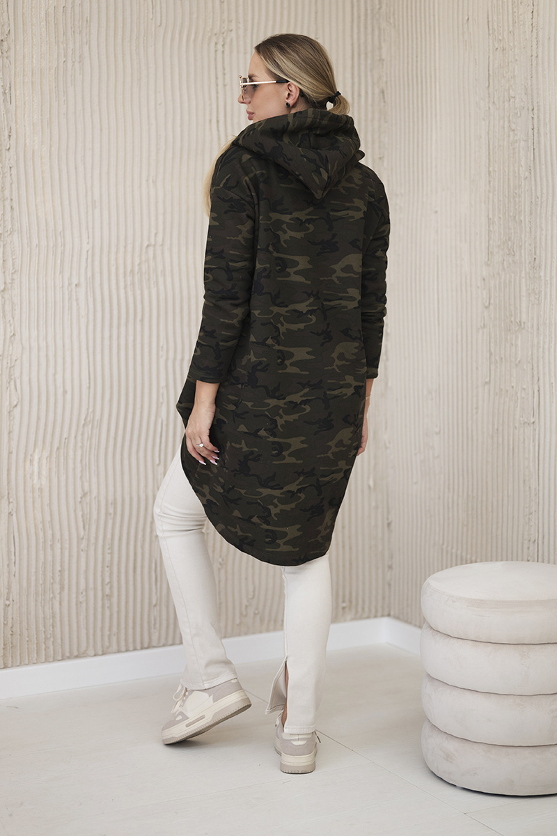 Bluza z długim tyłem moro khaki+zielony - obrazek 3