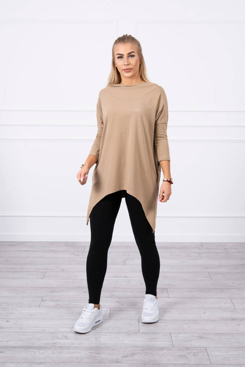 Bluza z nadrukiem roweru camelowa - obrazek 3