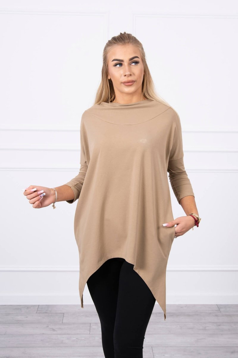 Bluza z nadrukiem roweru camelowa - obrazek 2