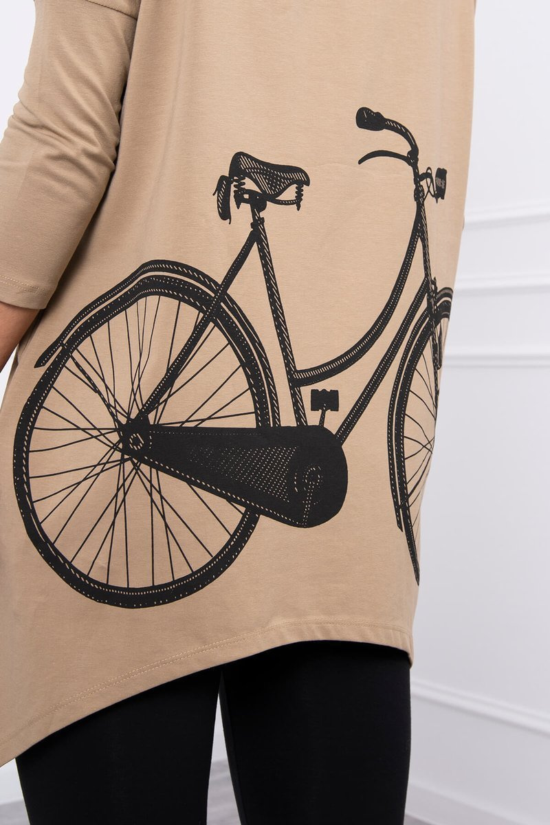 Bluza z nadrukiem roweru camelowa - obrazek 4