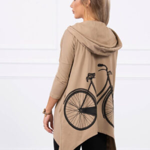 Bluza z nadrukiem roweru camelowa
