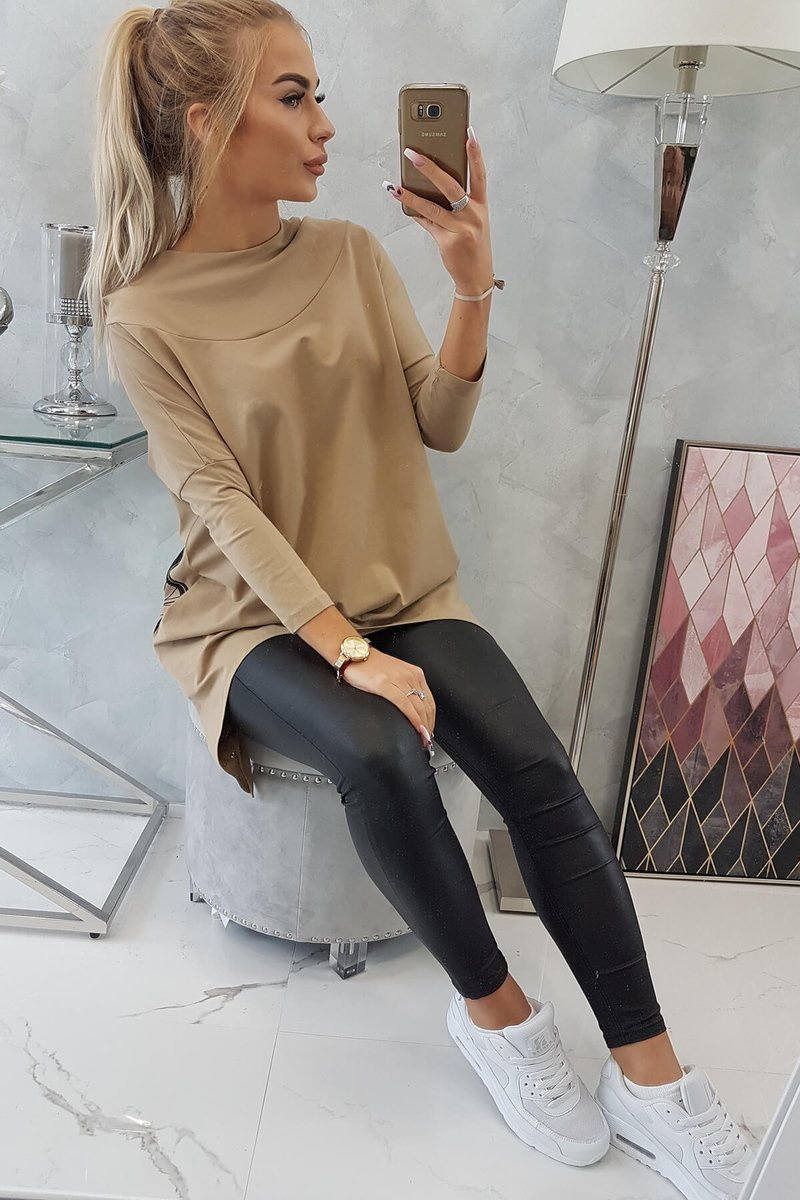 Bluza z nadrukiem roweru camelowa - obrazek 7