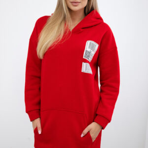 Bluza z kapturem z naszywkami czerwona