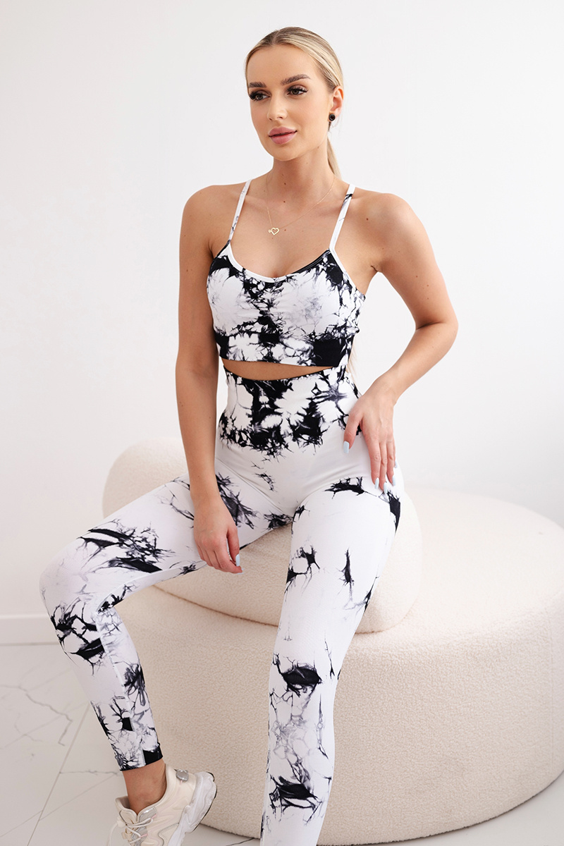 Komplet fitness top z regulowanymi ramiączkami + legginsy push up
