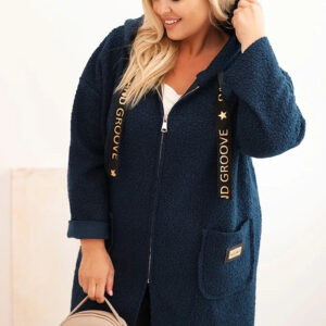 Płaszcz damski Plus Size ze sztucznego baranka z kapturem i kieszeniami