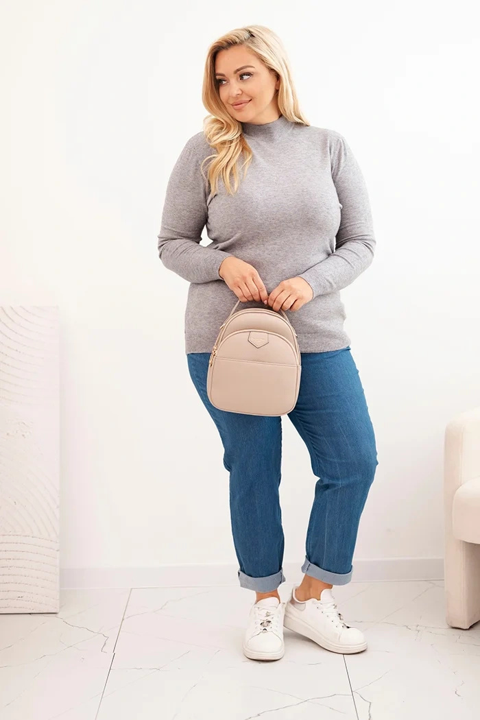 Sweter damski Plus Size z wiskozy z golfem - obrazek 2