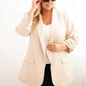 Marynarka damska Plus Size elegancka beżowa