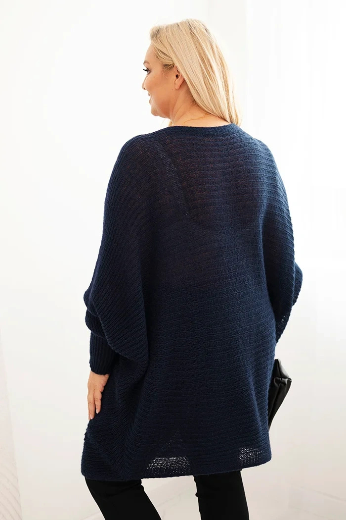 Sweter damski Plus Size z moherem ponczo - obrazek 3