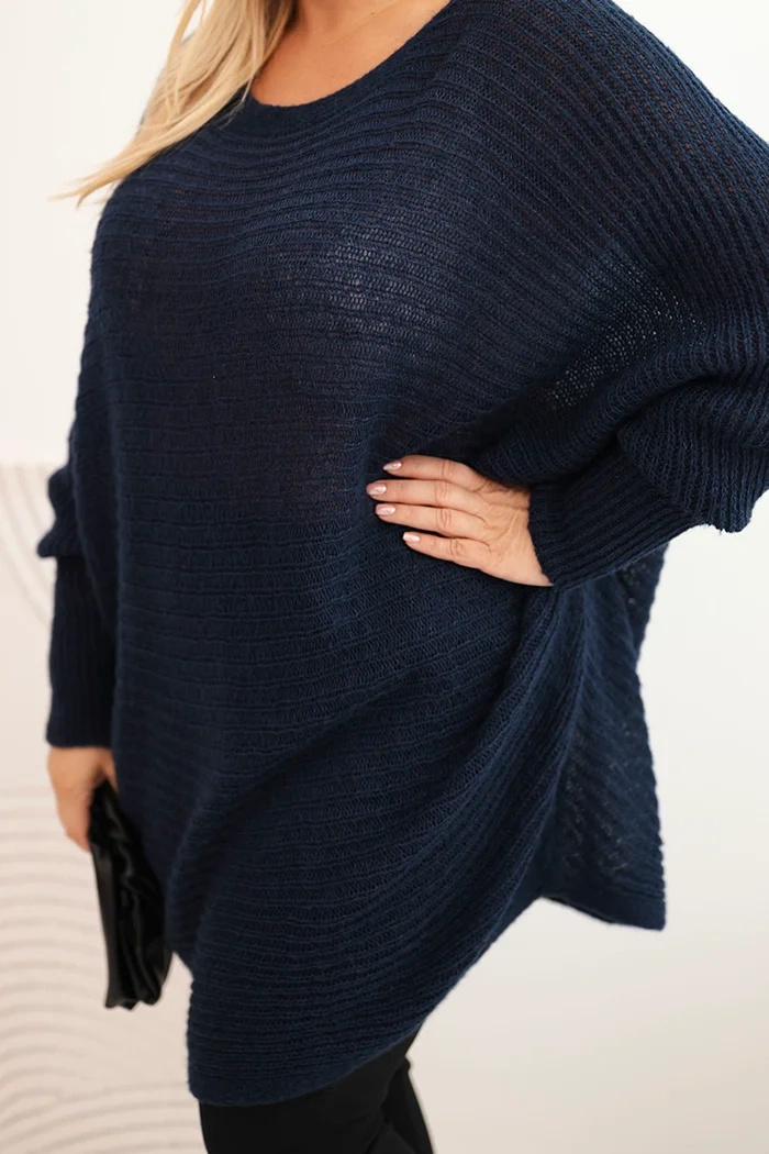 Sweter damski Plus Size z moherem ponczo - obrazek 4