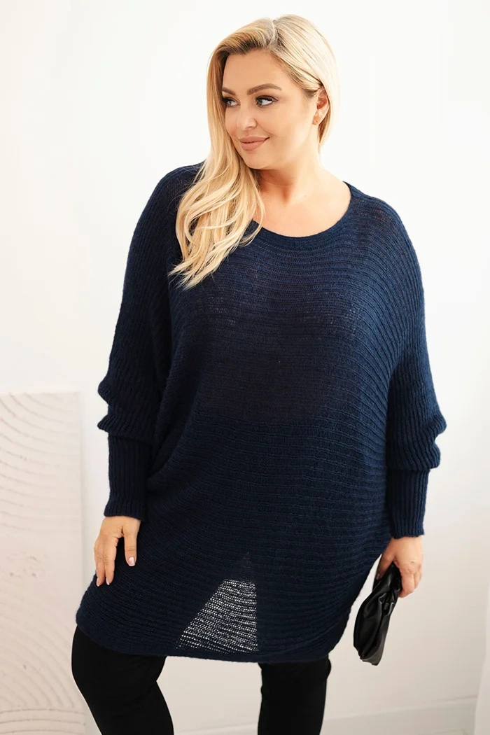 Sweter damski Plus Size z moherem ponczo