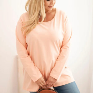 Bluzka damska Plus Size z dekoltem w łódkę morelowa