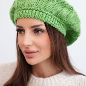 Czapka damska wełniana zimowa beret K414 zielona