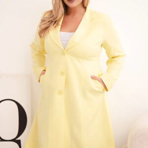 Płaszcz damski Plus Size klasyczny z guzikami i kołnierzem