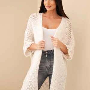 Sweter damski oversize o luźnym splocie bez zapięcia