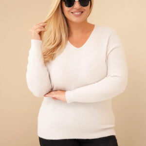 Sweter damski Plus Size z baby alpaki z długim rękawem