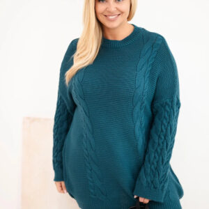Sweter damski Plus Size z warkoczowym wzorem
