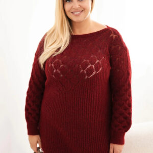 Sweter damski Plus Size z dzianiny ażurowy z długim rękawem