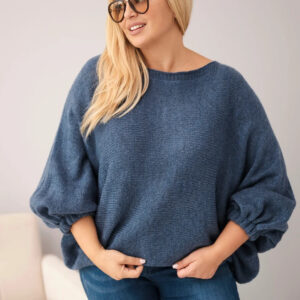 Sweter damski Plus Size z dodatkiem wełny o  luźnym fasonie