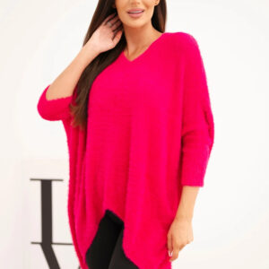 Sweter damski Plus Size z dekoltem V