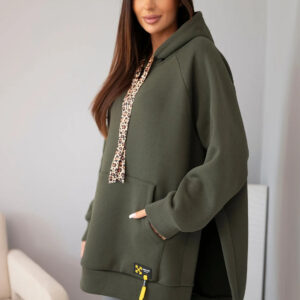 Bluza damska oversize z bawełny z kapturem i kieszenią